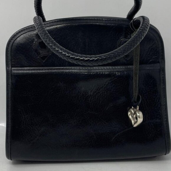 Brighton Womens Chantilly Black Croc Embossed Leather Double Handle Satchel Bag - Picture 2 of 4